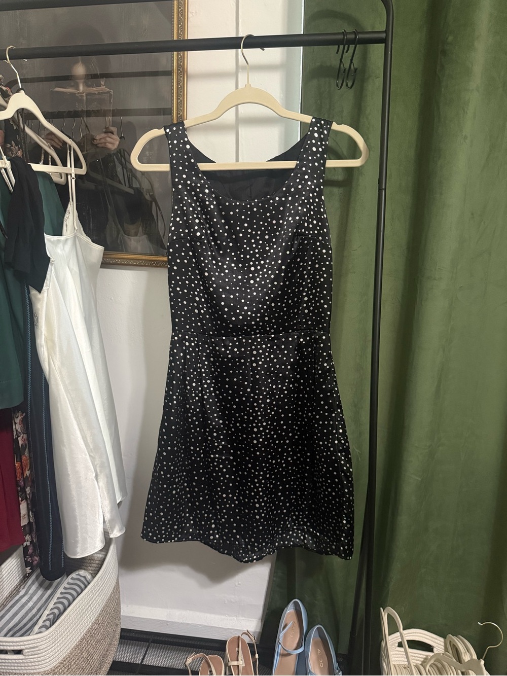 One of a Kind, Unlisted Black Polka Dot Sleeveless A-Line Dress